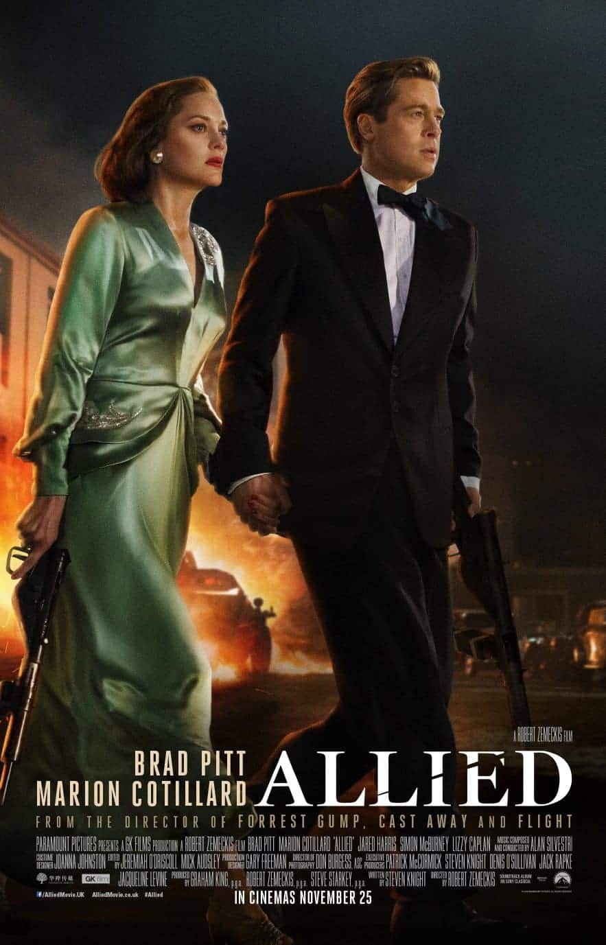 Affiche de Alliés avec Brad Pitt